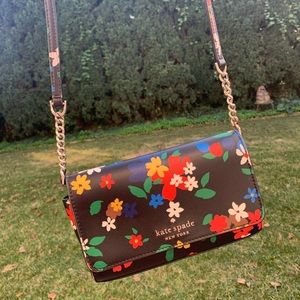 Black with multicolor flowers kate spade crossbody bag
